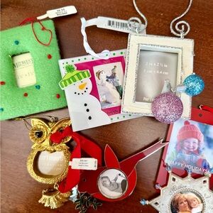 Lot of Festive Christmas Photo Ornament Collection